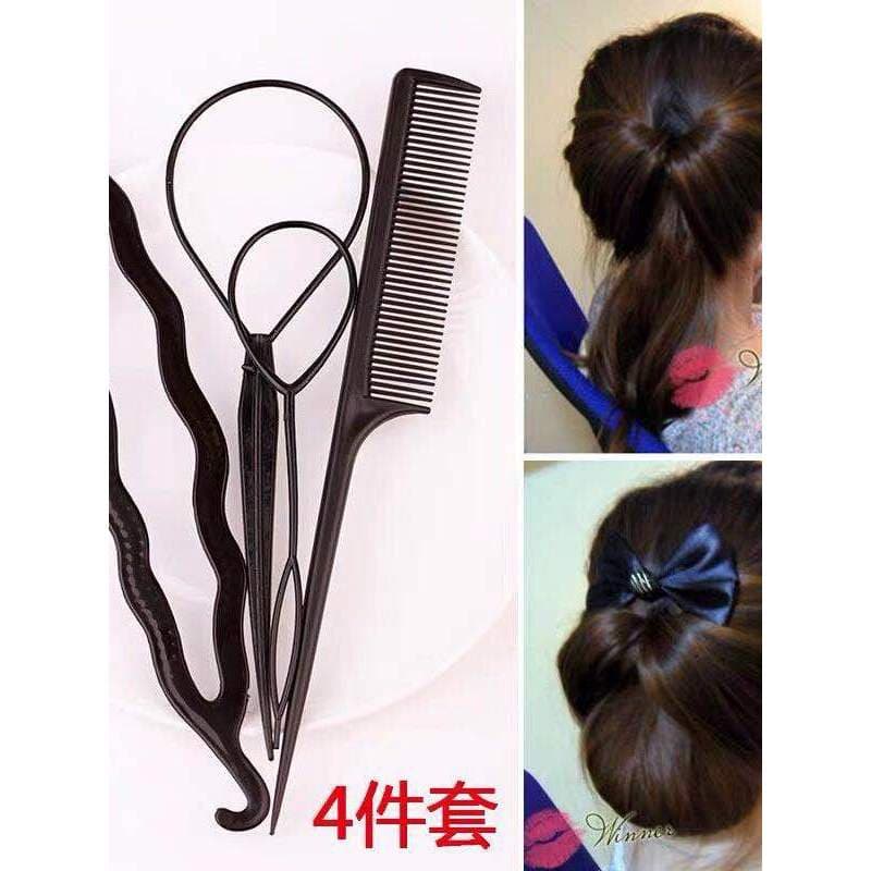 Laço de cabelo enrolado, enfiador de cabelo, agulha para puxar cabelo, variedade, ferramenta de estilo preguiçoso, cocar