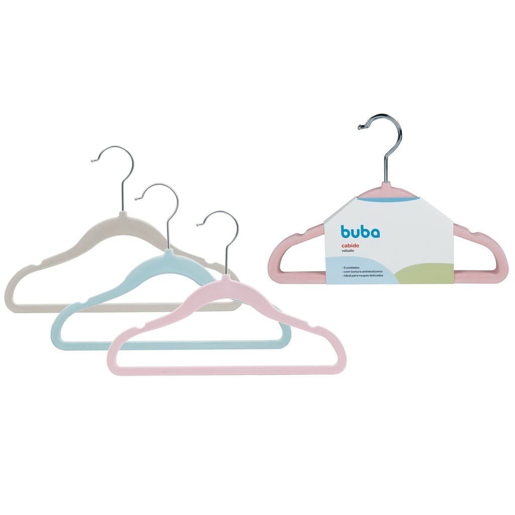 Cabide Infantil de Veludo Buba Kit Com 5 Unidades