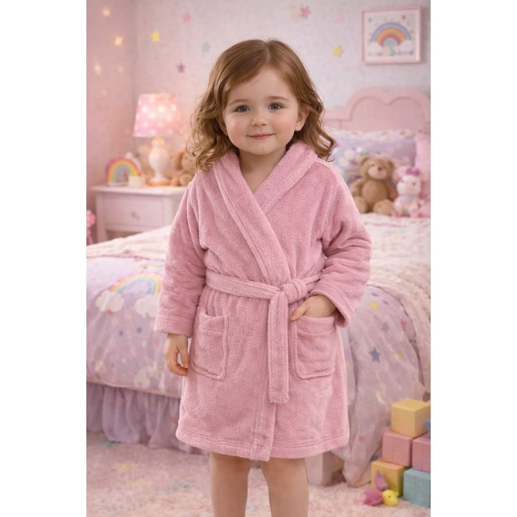 Roupão Infantil Feminino Frio Quentinho Manga Longa Com Cinto Tecido Fleece  menina 2 ao 16