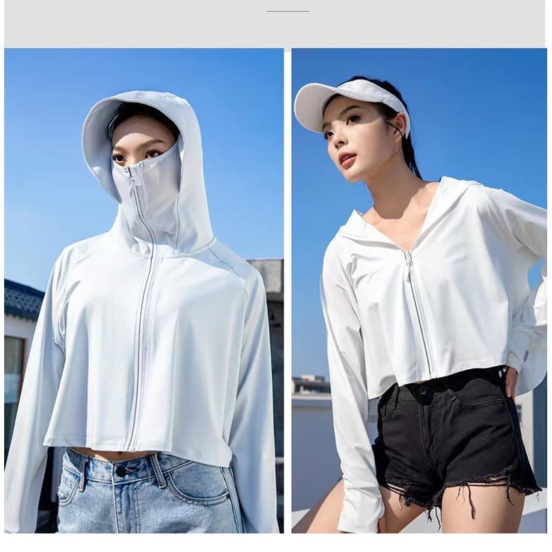 Mesmo estilo sob o foco protetor solar roupas femininas 2023 estilo fino verão ciclismo xale exterior Anti-ultravioleta