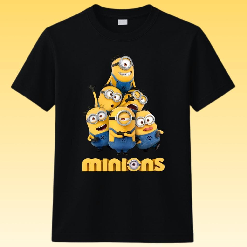 Camiseta Infantil 100% Algodão Estampa Amarela Minions Divertida Visual Alegre Tecido Confortável Ideal para Uso Diário