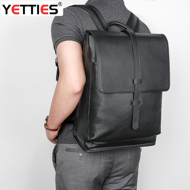 Homens de negócios couro genuíno advogado mochila terno mochila tipo capa Commuter mochila grande capacidade saco viagem