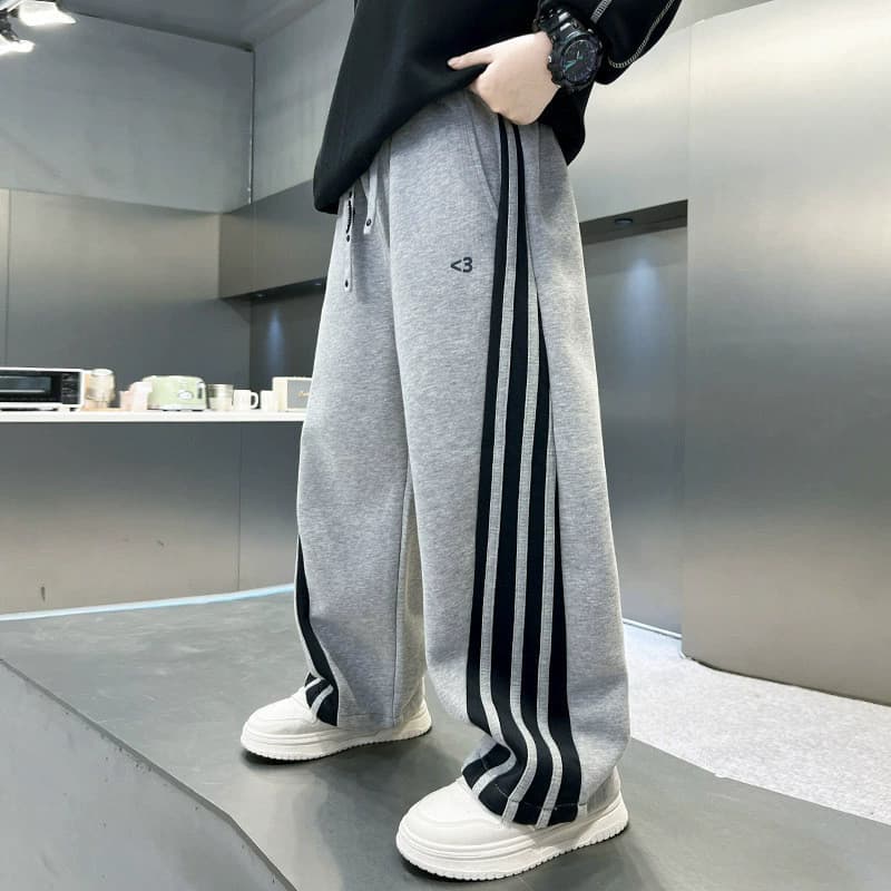Crianças roupas meninos primavera outono lado puxar tira reta Sweatpants 2026 grandes crianças primavera roupas soltas c