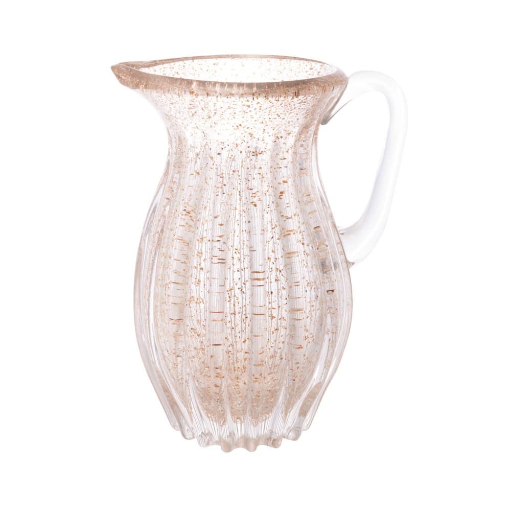 Jarra Murano de Vidro 1,4L Italy Transparente e Dourada para Suco e Água Wolff