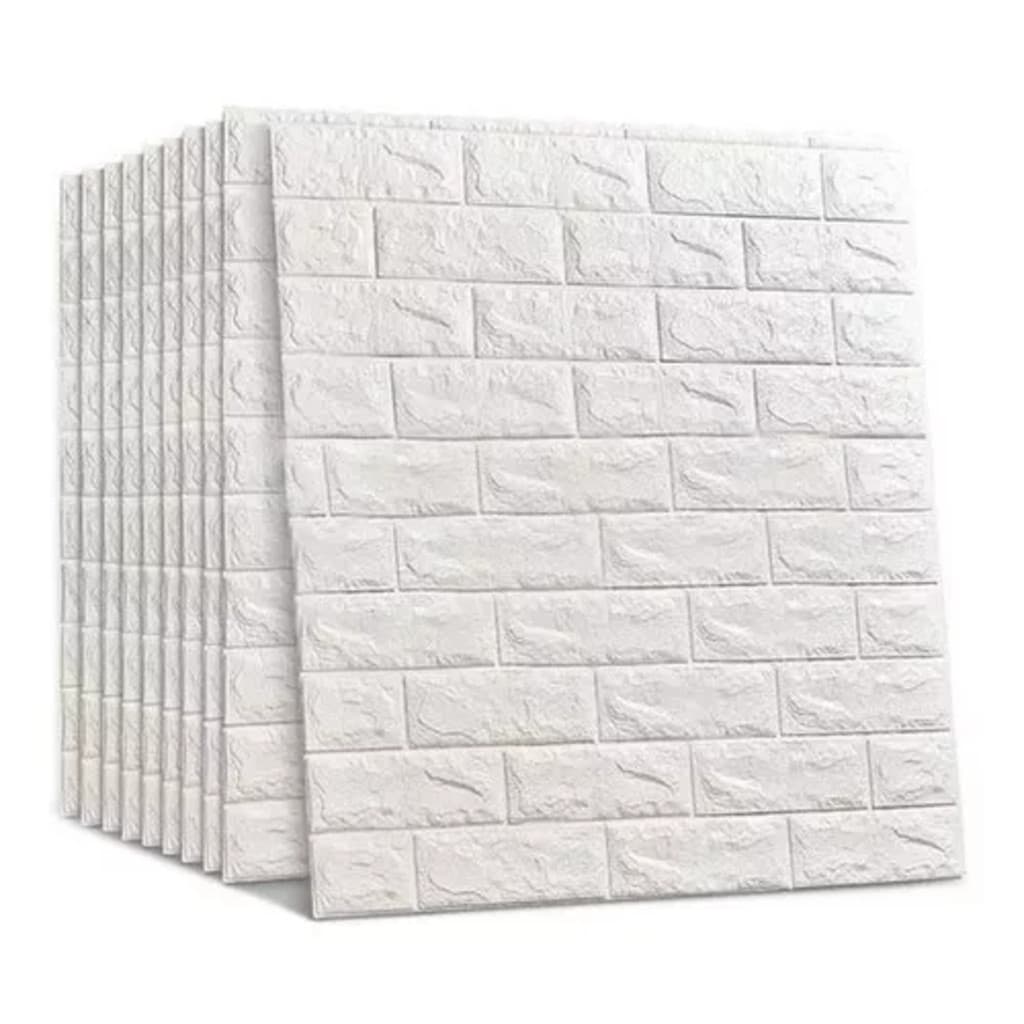 Kit 10/20/30 Placas 3D Tijolinho Branco 70x77cm Autocolante Adesivo Decoração - Envio Full