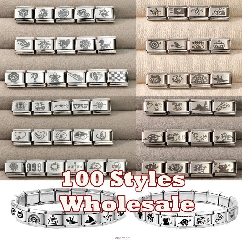 Moda Veleiro Quadrado Italiano Charme Link Contas De Aço Inoxidável Ajuste 9mm Acessórios Pulseira DIY Fazendo Presente