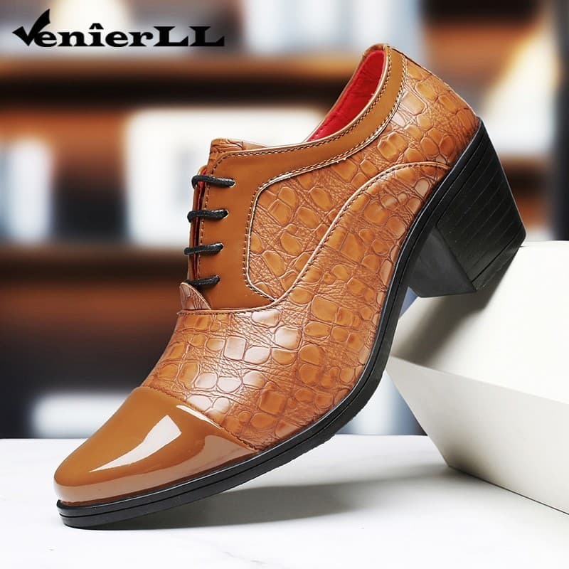 Sapatos Masculinos De Salto Alto Pontiagudo Com Cadarço , Oxford Confortáveis , Médio E Grosso , Retrô , Vestido De Cano