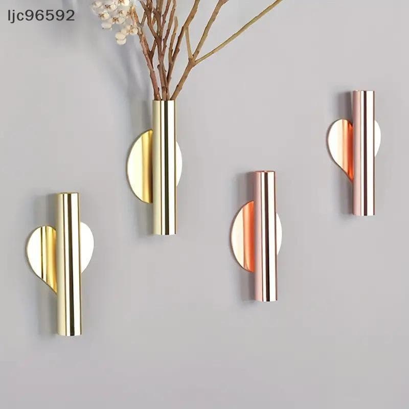 [ljc] Tubo De Flores Montado Na Parede , Vaso De Metal , Decoração , Suporte De Ouro Rosa Para Exibir [BR]
