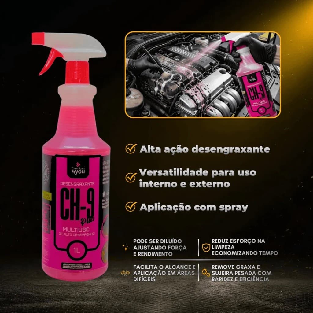 Ch 9 Plus Desengraxante Multi Uso 500ml Com Tampa E Gatilho