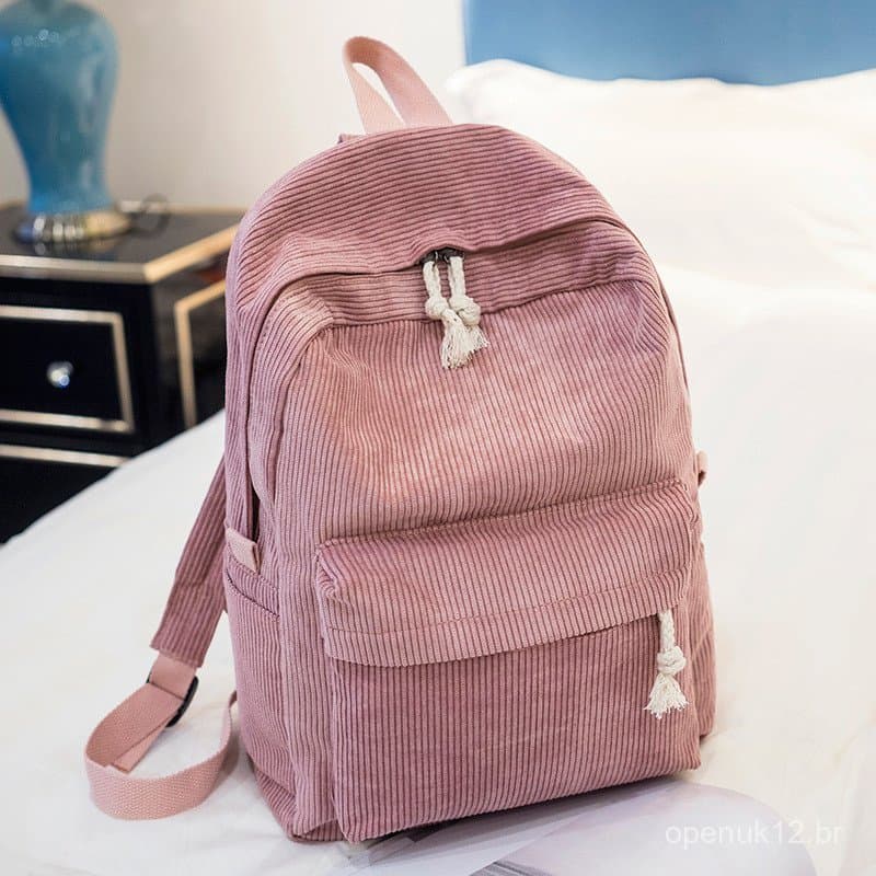 Mochila feminina estilo coreano, versão coreana, Harajuku ulzzang, mochila personalizada de veludo cotelê estilo univers