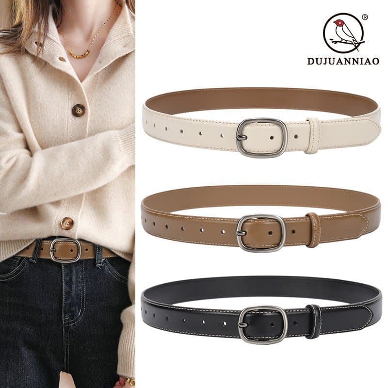 Cinto feminino versátil para jeans, adequado para calças, decorativo, moderno, elegante, único, cinto largo de couro gen