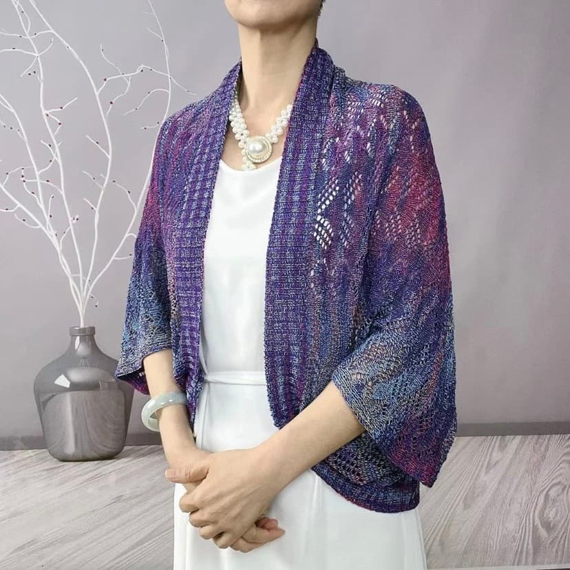 [Cardigan colorido de seda gelo] xale de malha feminino cardigan verão oco colete multiuso combinando ombro novo estilo