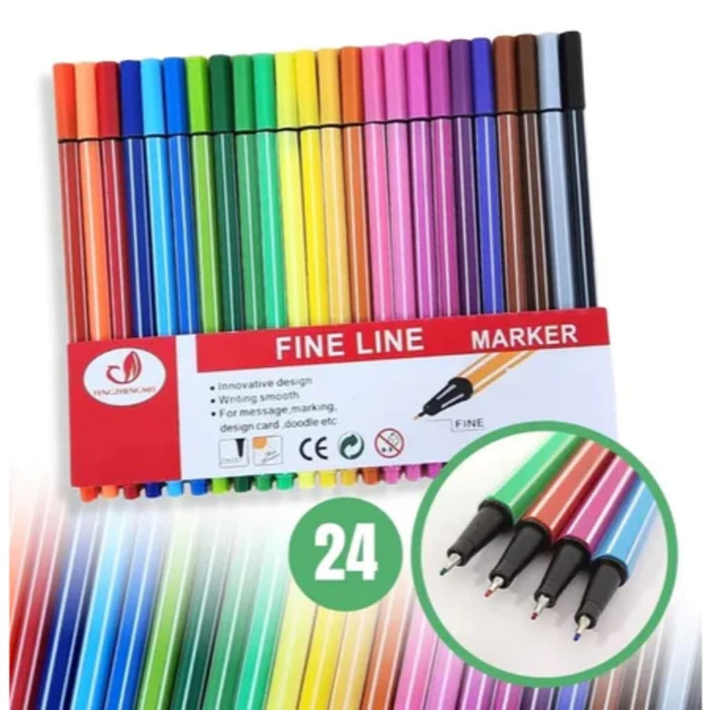 Kit de canetas com 12/24/36/48 cores Fine Line Coloridas Ponta Fina 0.4 mm Fineliner Canetinha