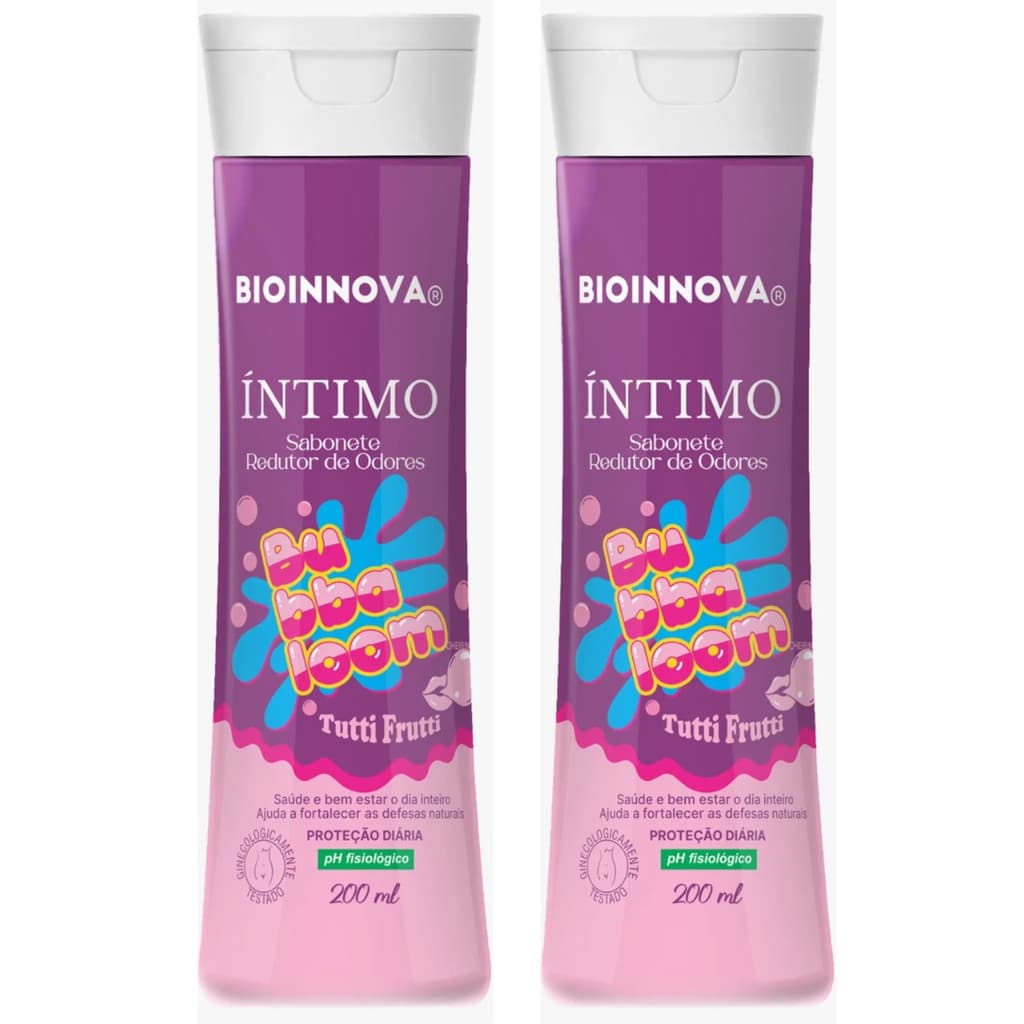 Kit 2 Sabonetes Íntimos Bubballom Tutti Fruti 200ml – Frescor e Proteção | BioInnova