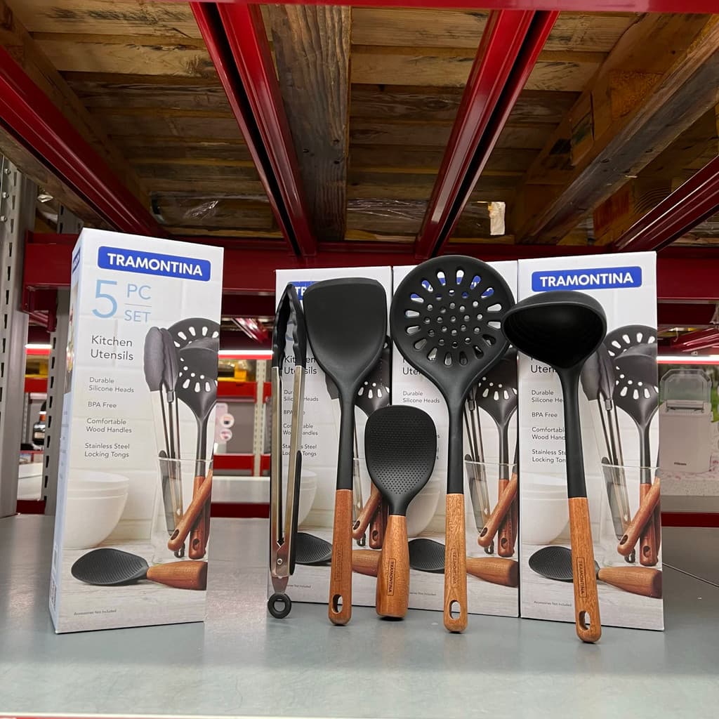 Oferta Especial Sam Chamontina Log panelas de silicone conjunto de 5 peças espátula de silicone sopa/coador clipe conjun