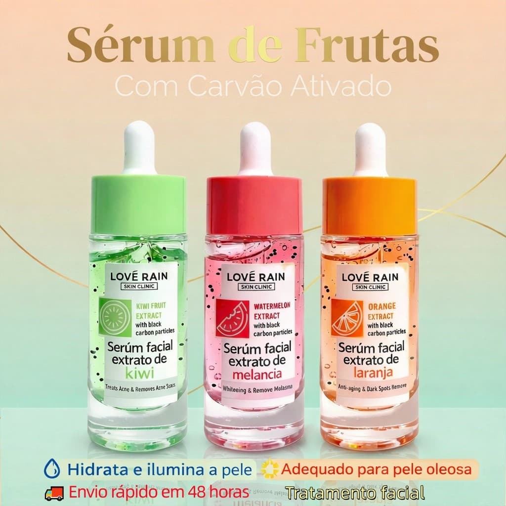 Vitamina c facial para pele mista oleosa skincare rotina hidratação profunda anti idade Love Rain