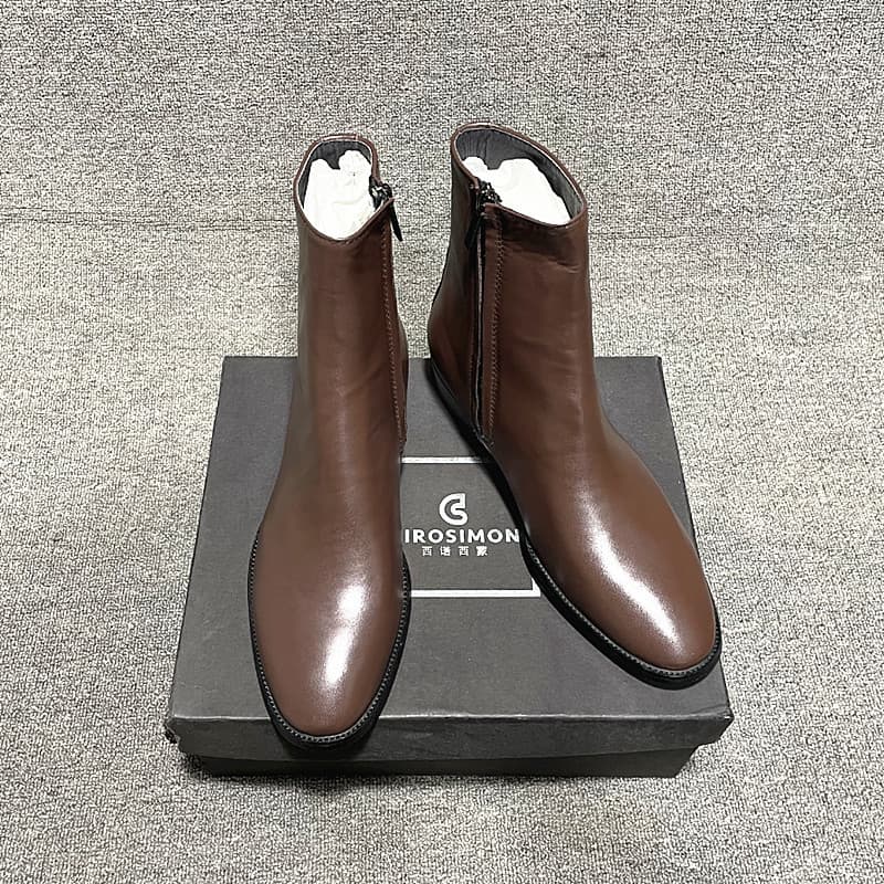 Chelsea botas masculinas de couro genuíno britânico apontou Toe chelsea bota masculina novo estilo botas de alta qualida