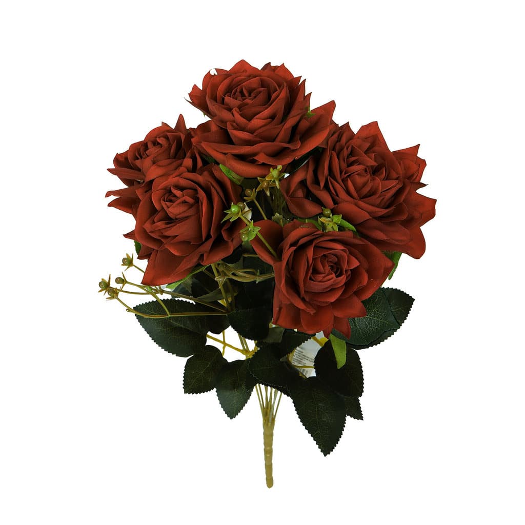 Buquê Artificial de Rosas Vermelha c/9 Botões 41cm