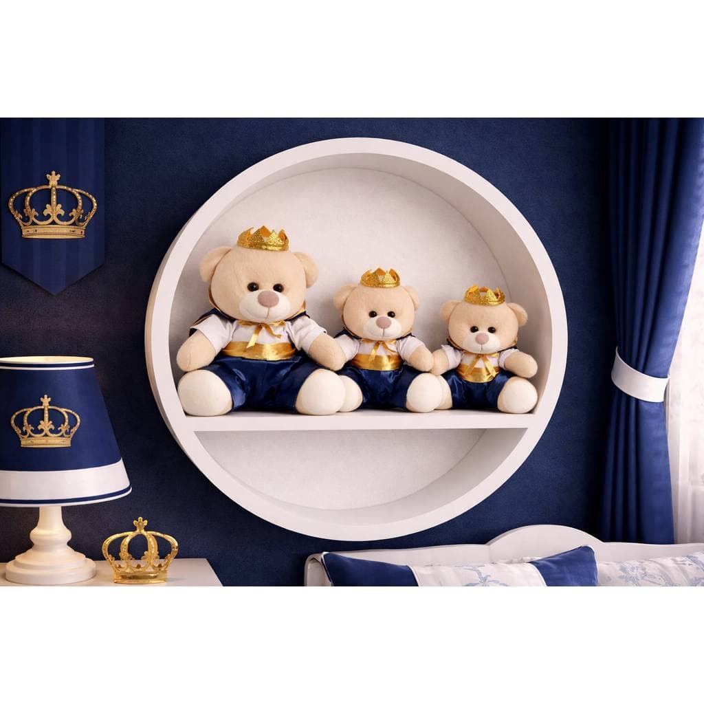 Trio de Ursos Quarte Menino Pelúcia Promoção Nichos 15/18/22 cm