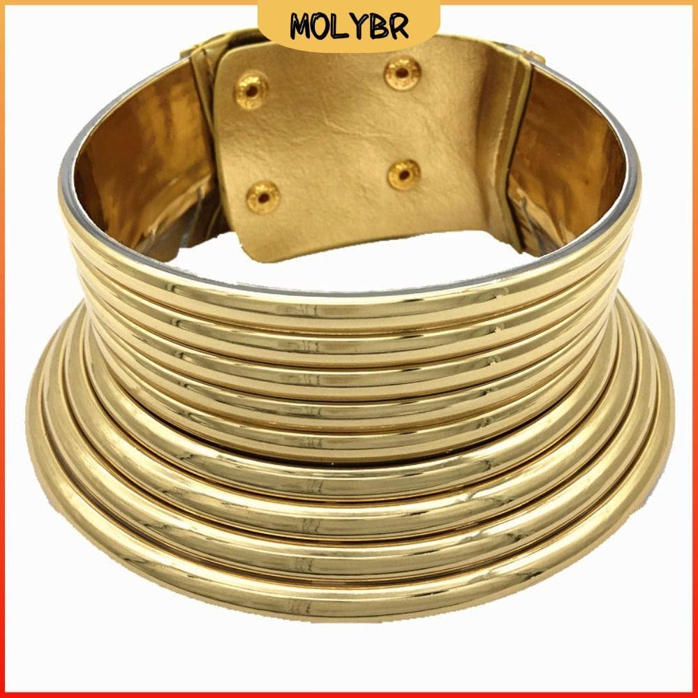 Colar MOLYBR Gargantilha , Declaração Vintage Gold African Jewelry , De Couro Maxi Torques Ajustável Mulheres