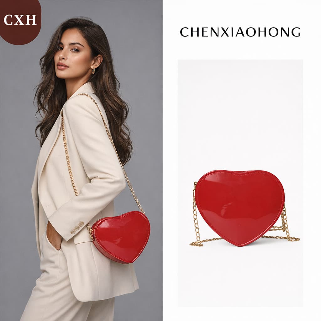 CHENXIAOHONG  Bolsa transversal com corrente e formato de coração – um presente perfeito para o Dia dos Namorados.