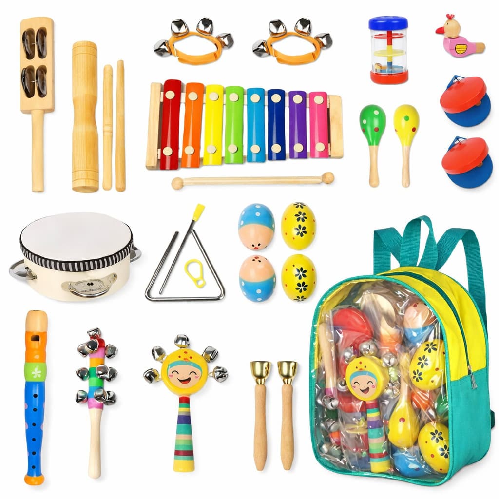 Kit Musical Infantil Completo com Mochila Instrumentos Musicais Bebê Criança Educativo