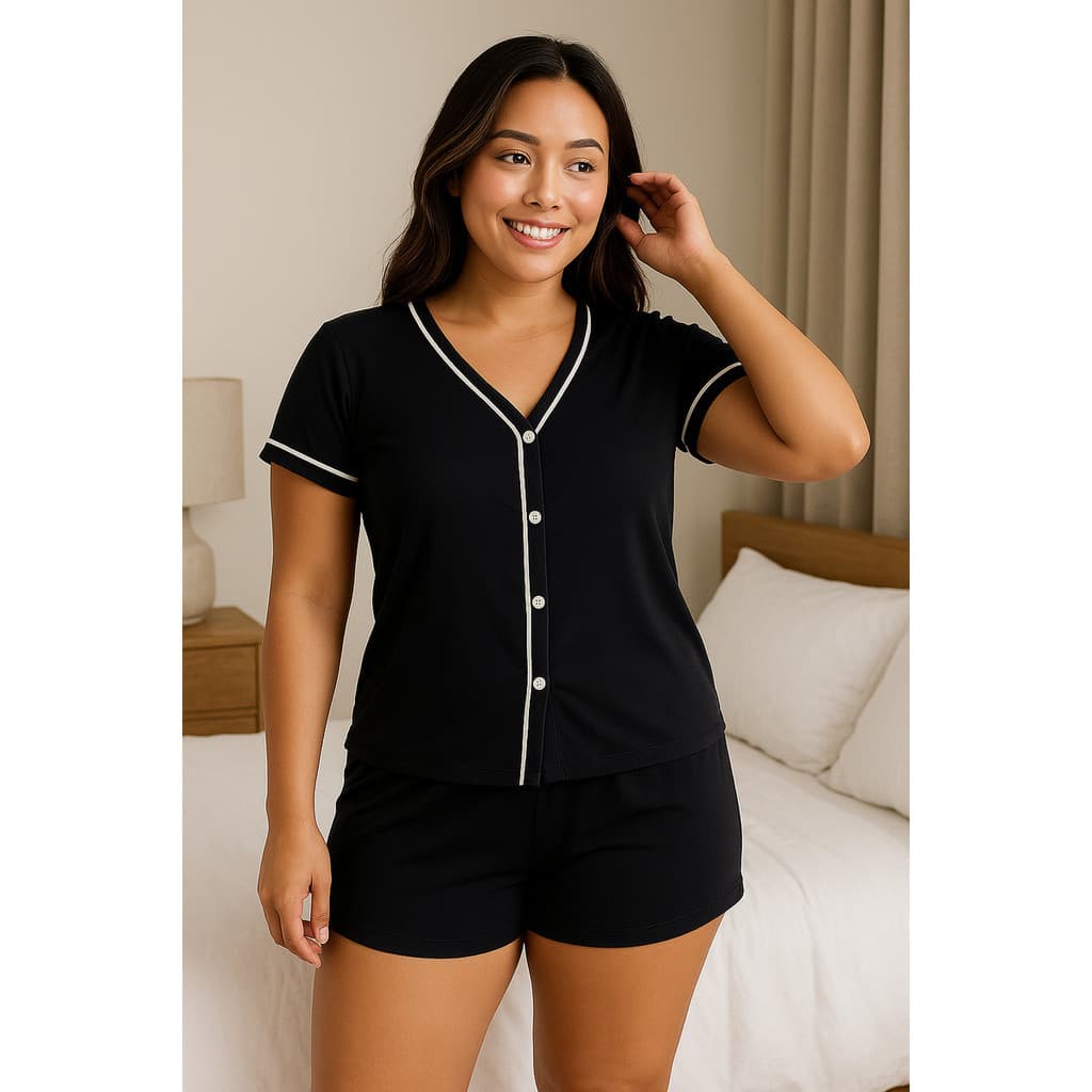 Pijama Americano Feminino Verão Short e Blusa para Amamentar - 2026