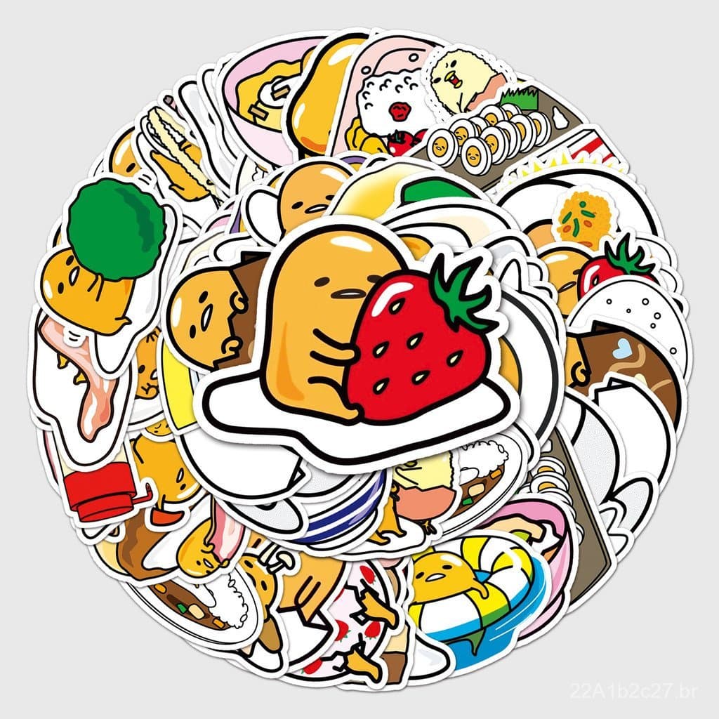 50 adesivos de desenhos animados do Lazy Egg, fofos e personalizados, à prova d'água, para bagagem, adesivos Sanrio, ven
