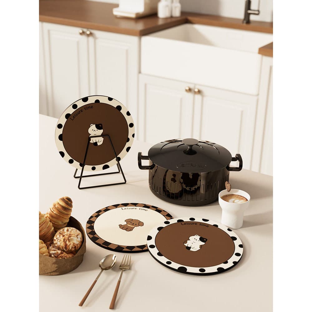 Mesa de jantar almofada de isolamento térmico Coaster almofada anti-escaldante almofada de couro doméstico placa copo po