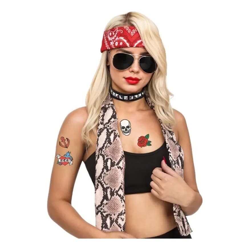 Kit 4 Acessórios Fantasia Anos 80's Rockstar Hippie Choose