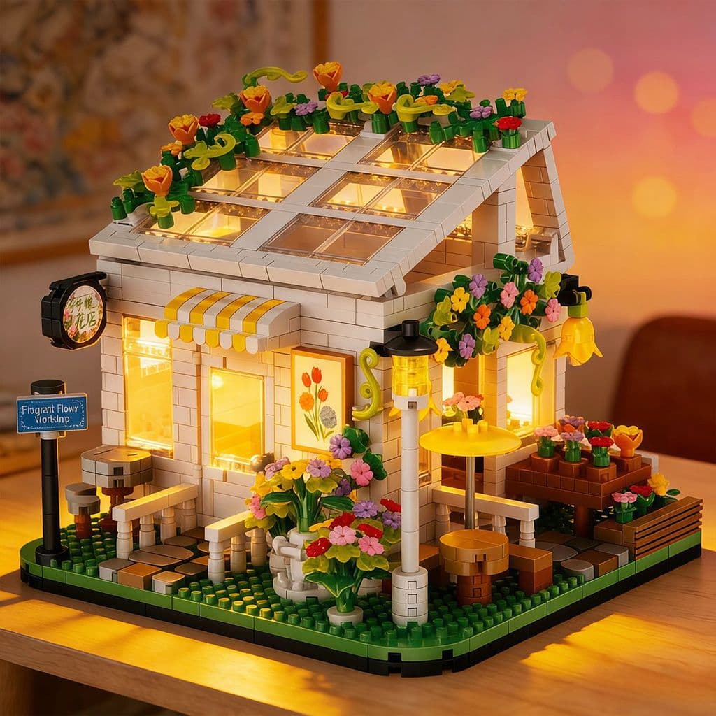 Compatível com Lego 2026 novo estilo blocos de construção sol flor sala cura cabine montado à mão ornamentos brinquedos