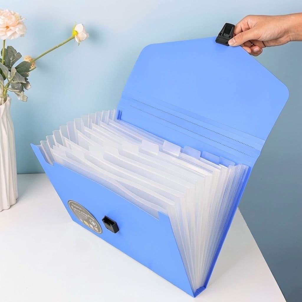 Pasta A4 Sanfonada 12 Divisórias com Alça Cores Macaron Organizador