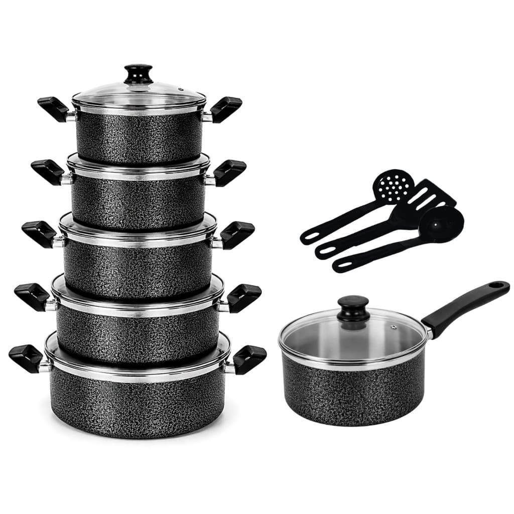 Kit Completo Conjunto de Caçarolas 9 Peças Alumínio e Vidro