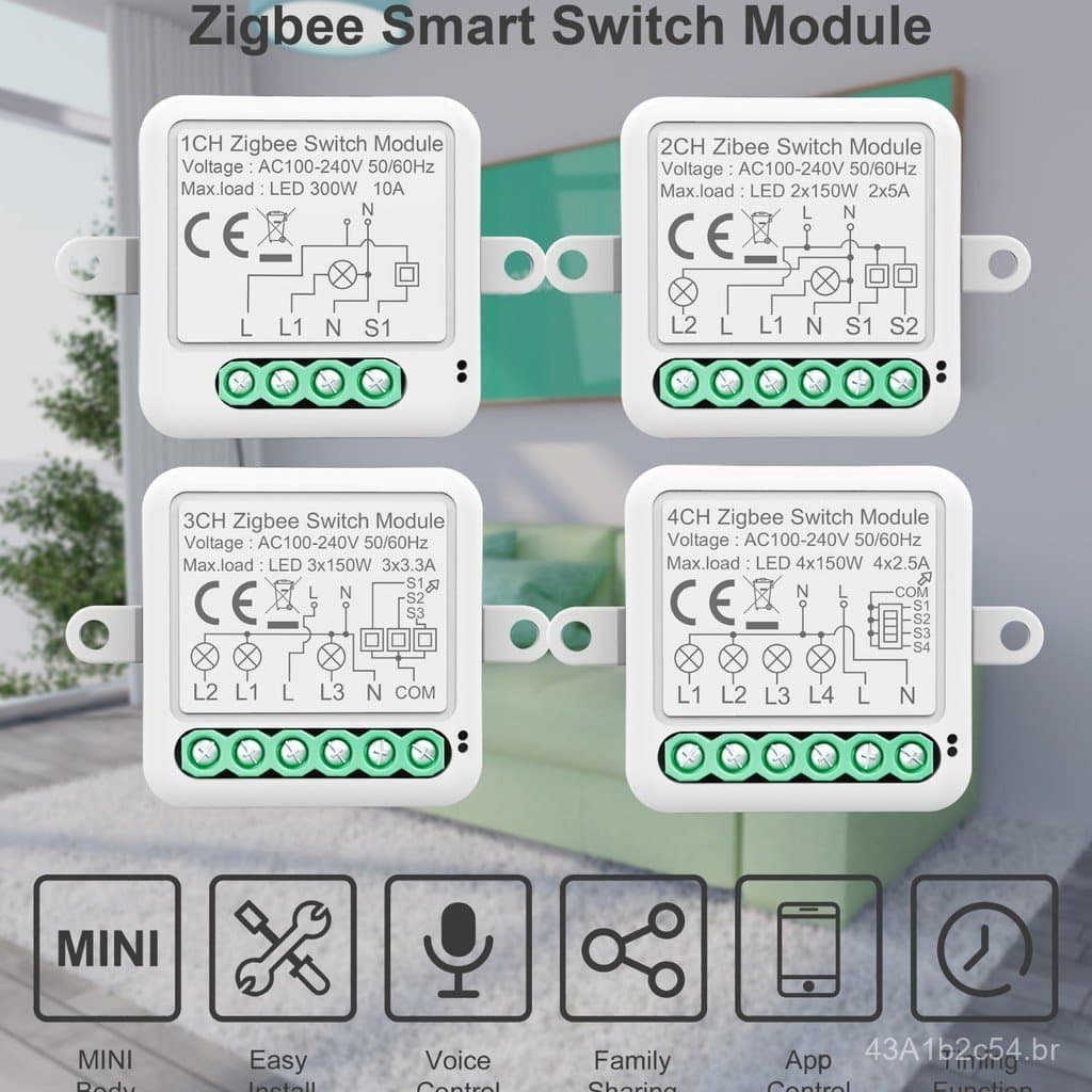 Interruptor Inteligente Tuya Zigbee, Módulo Liga/Desliga, Interruptor de Controle Remoto, Interruptor Invisível Zero Fir