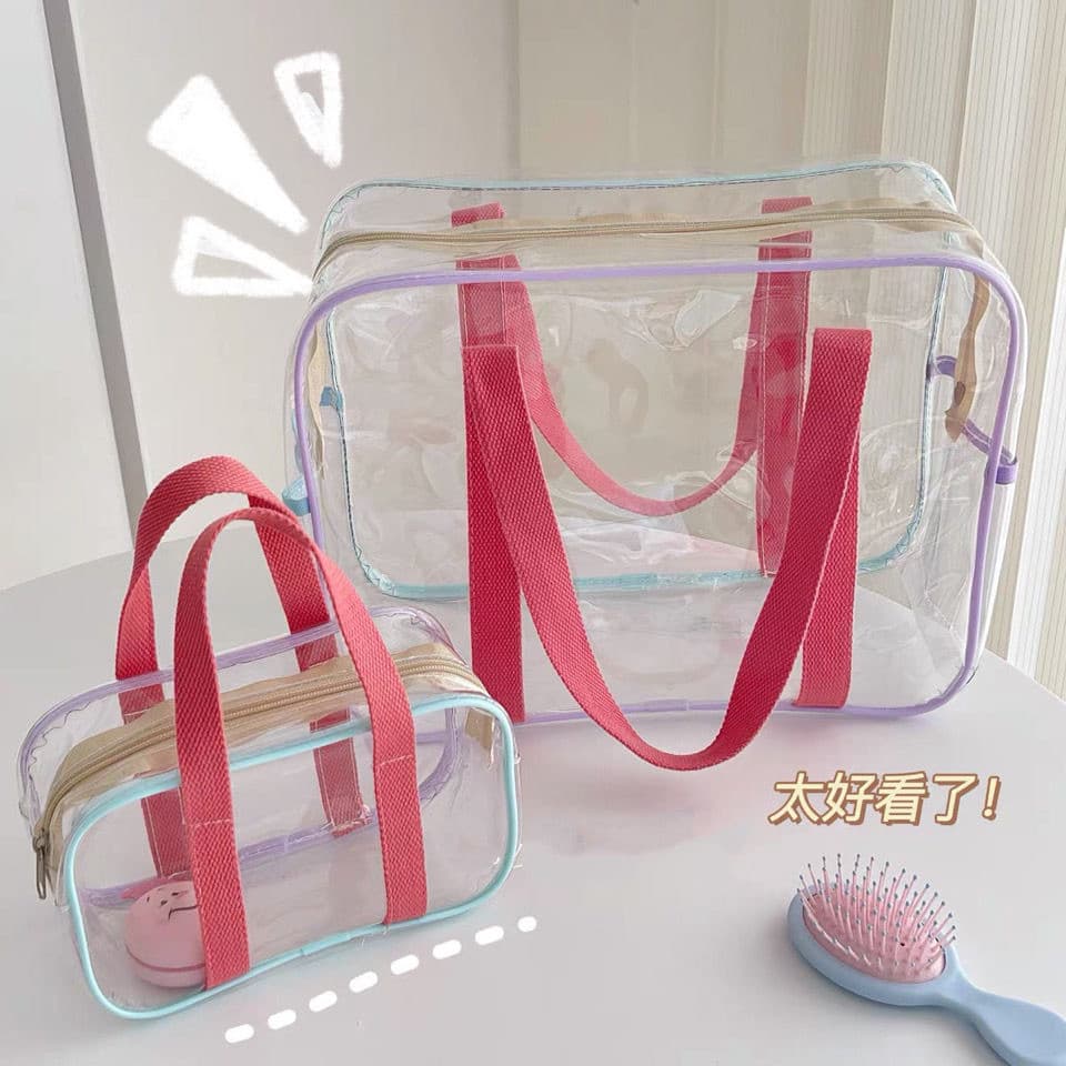 Praia natação saco de higiene pessoal à prova dwaterproof água saco de armazenamento banheiro transparente grande capaci