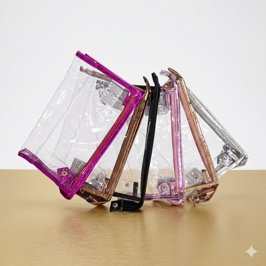 Necessaire Transparente Premium com Zíper Colorido 25,5X16,5 cm