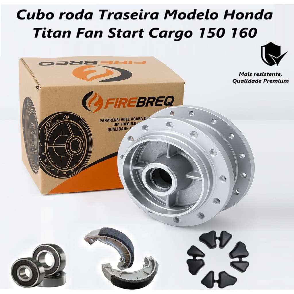 Cubo Roda Traseira a Raio Rolamento Lona Coxim Moto Modelo Honda Titan Fan Start Cargo 150 160