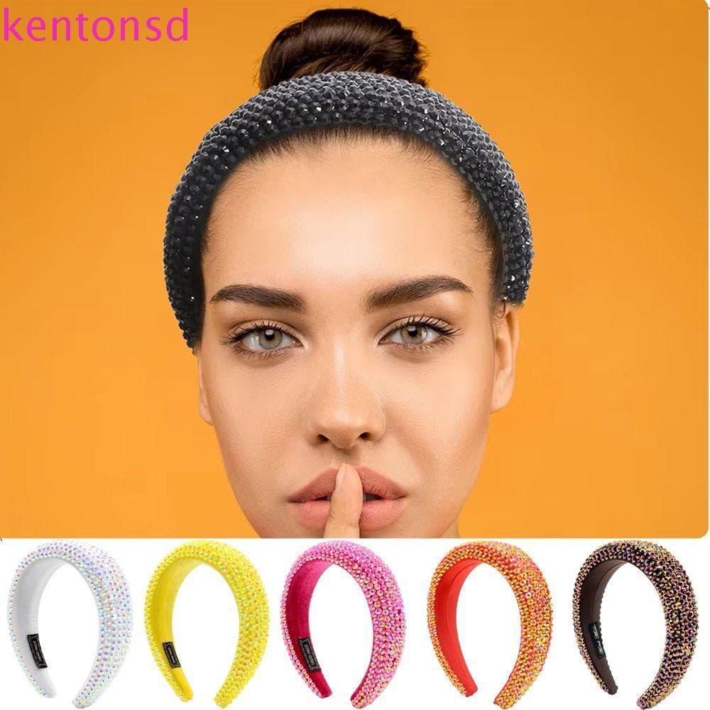 Faixa de Cabelo Feminina Kington Design Espesso Feito à Mão Acessório de Cabelo Grosso com Strass Completo por LUQL