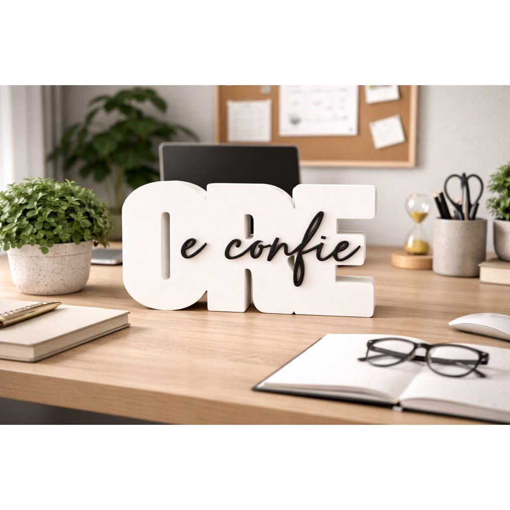 Placa Decorativo Letreiro ORE E CONFIE em 3D – Peça Moderna Minimalista