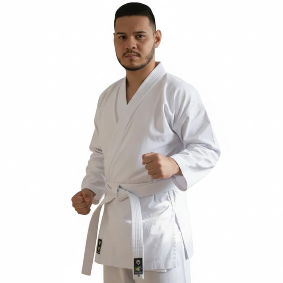 Kimono Karatê Branco Adulto com Faixa Branca