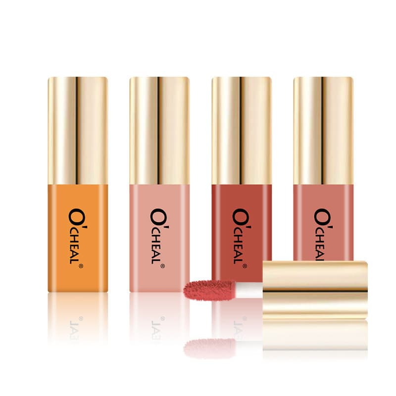 Quatro cores portátil Mini blush líquido líquido-cor natural fosco blush-cor natural-série laranja blush-recomendação de