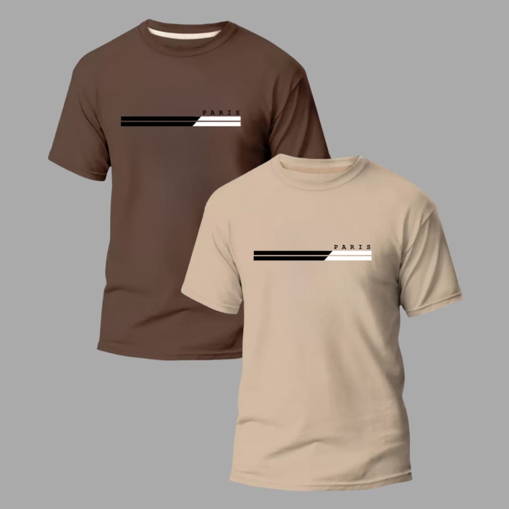 Kit 2 Camisetas Camisa Masculinas Paris 100% Algodão-Envio Imediato