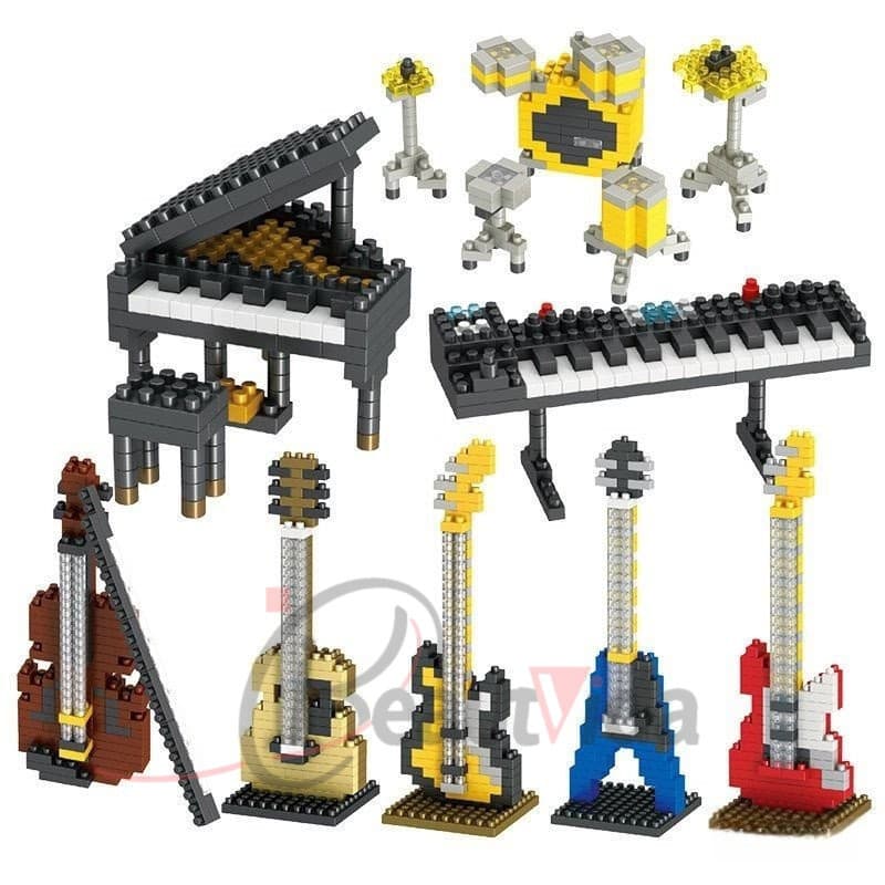 Música Piano Modelo Building Blocks DIY Instrumentos Musicais Violino Diamond Small Miniature Block Partículas Compatíve