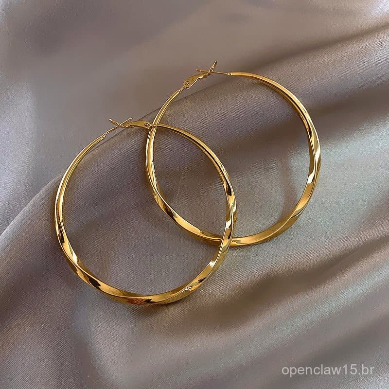 Brincos de Argola Grandes Coreanos Novos em Prata S925 para Mulheres, Brincos de Argola Simples em Metal com Estilo Mini