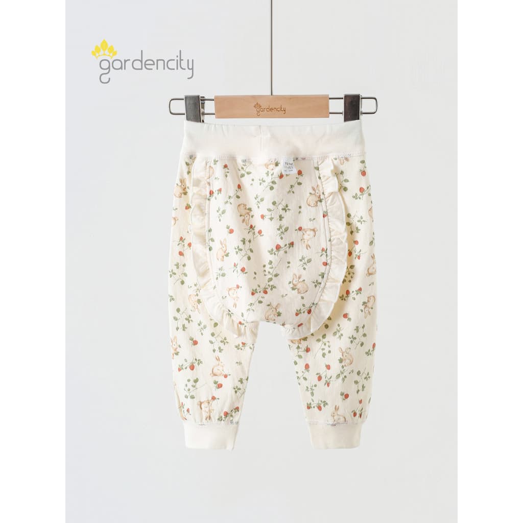Bebê casa calças primavera outono puro algodão Jacquard calças bebê menina doce renda meados de cintura grande PP calças