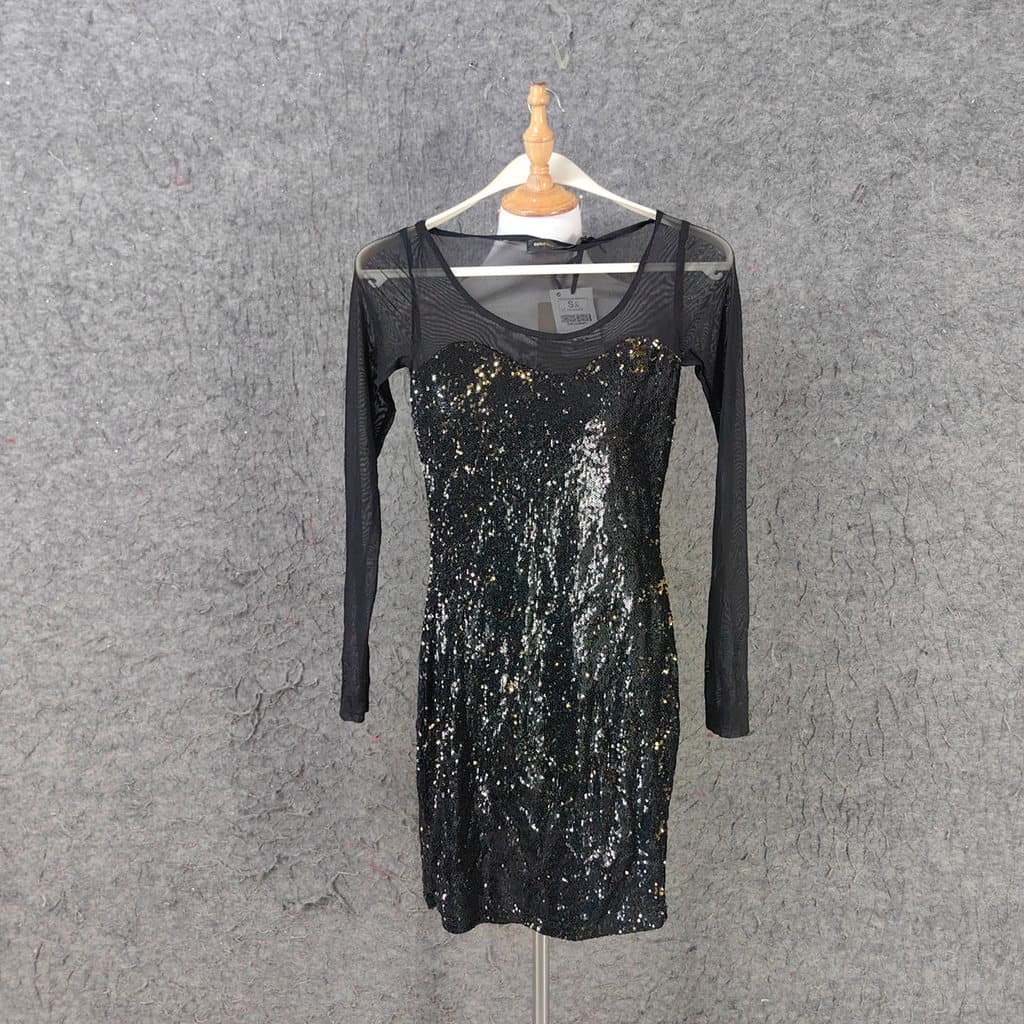 Addd pequeno lantejoulas vestido de manga comprida reparação ktv boate festa boate vestido fino-ajuste Hip-embalado saia