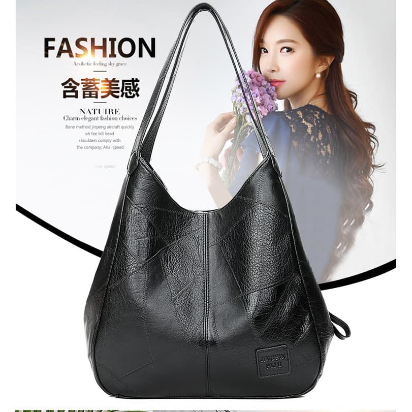 Bolsa Tote retrô de couro macio, simples, combinada, de um ombro, multicompartimento, grande capacidade, Casual, La