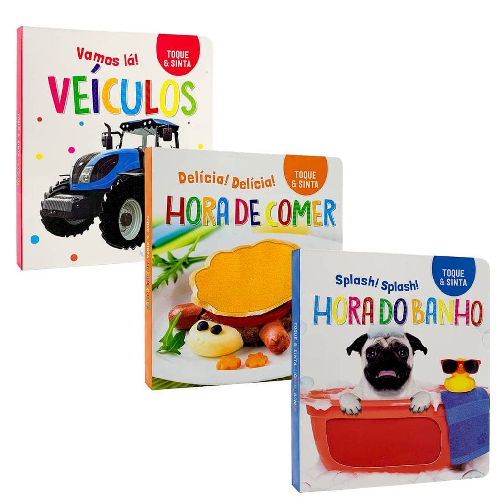 Kit Toque e Sinta - Veículos + Hora do Banho + Hora de Comer | 3 Livros