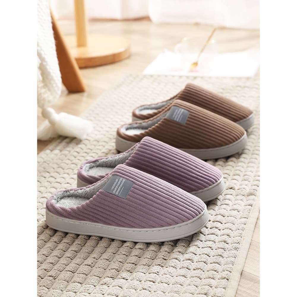 Chinelos de algodão feminino outono inverno casa interior de sola grossa antiderrapante quente casal sapatos de confinam