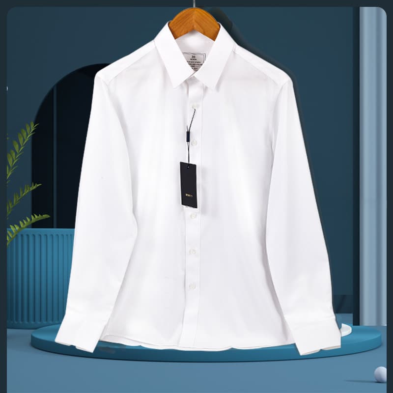 High-End Drape sedoso não-ferro camisa de seda gelo masculina de manga comprida camisa branca negócios Casual magro-ajus